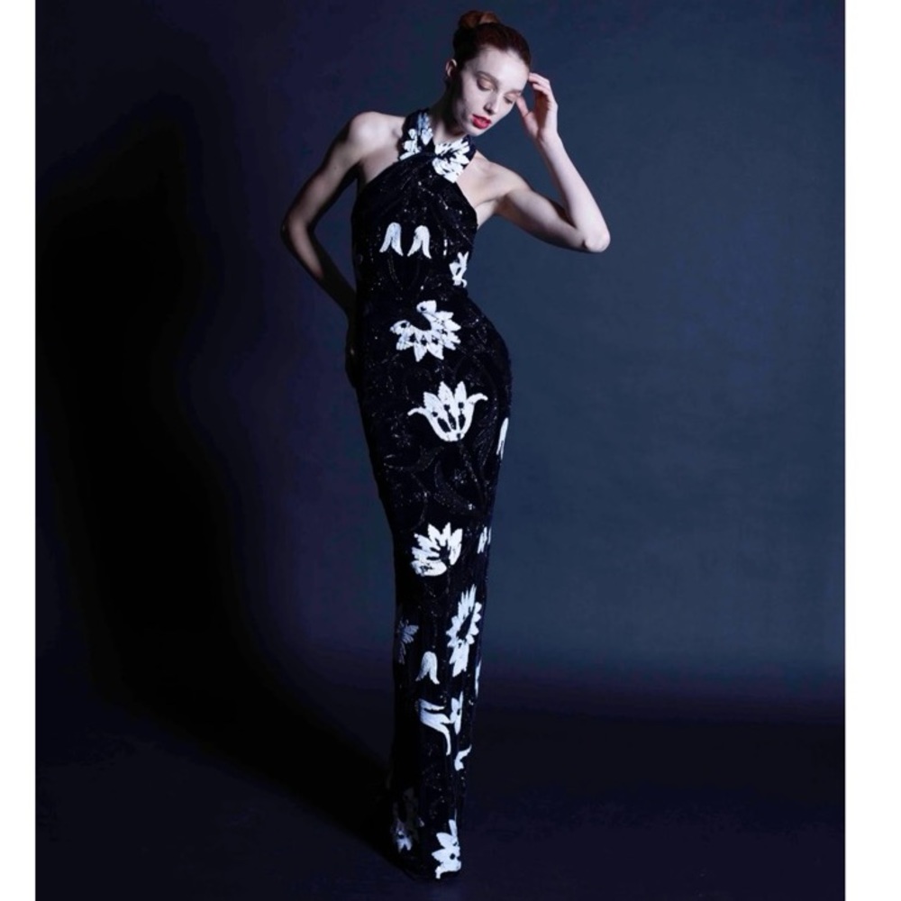 Naeem khan dark navy gown